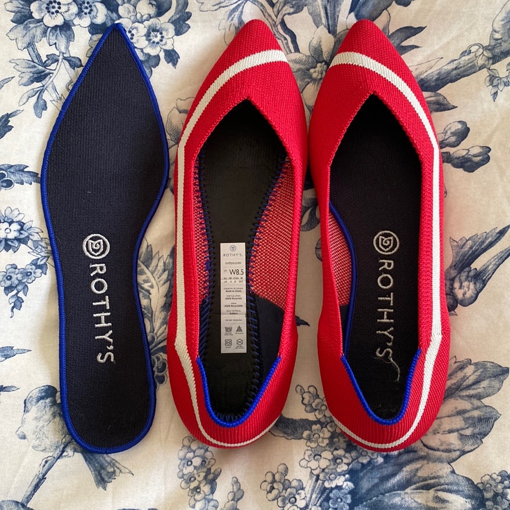 Rothy’s red 8.5 pointed toe flats